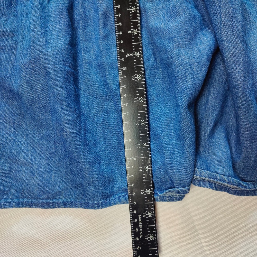 Vintage Access 90s Denim Tiered Maxi Skirt Western Cottagecore Large Medium Wash - Picture 7 of 8